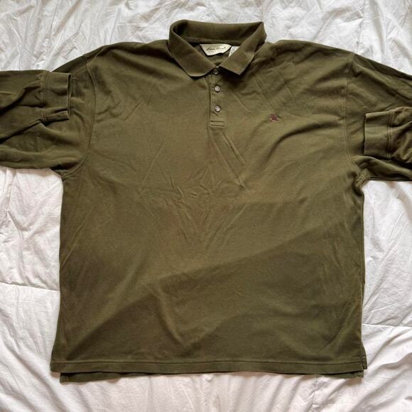 eddie Bauer Olive green soft long sleeve polo shirt  XXL grunge preppy academia - Picture 8 of 8